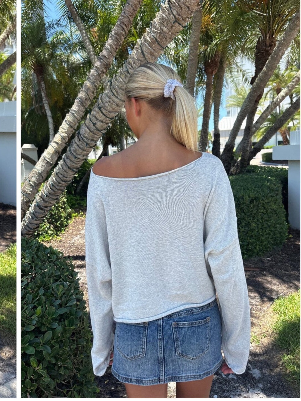 Brandy Melville Cameron Cropped Sweater Grey Womens OS - Picture 3 of 6